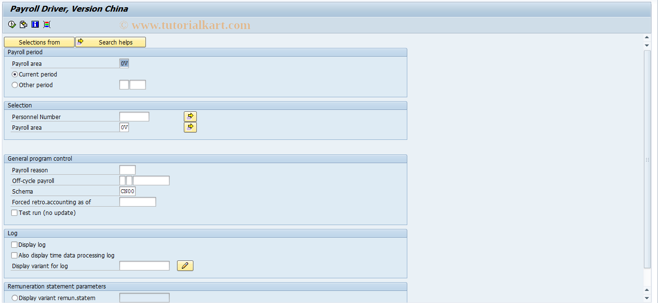 SAP TCode PC00_M28_CALC - Payroll (China)