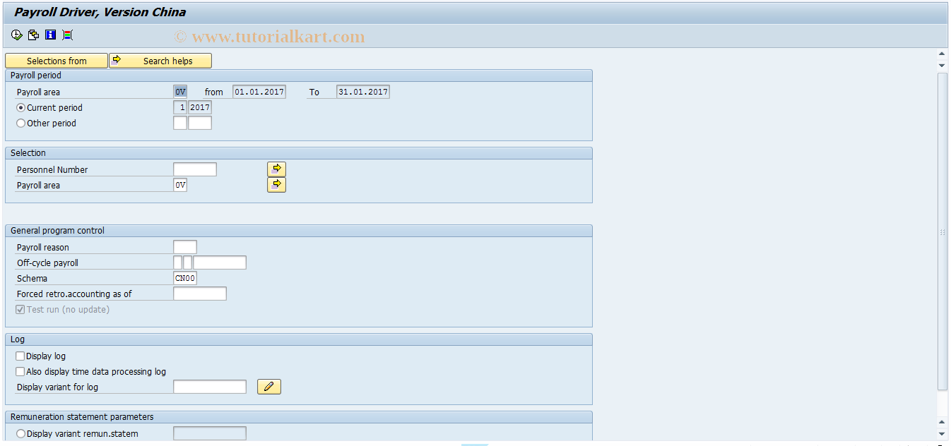 SAP TCode PC00_M28_CALC_SIMU - Payroll simulation (China)