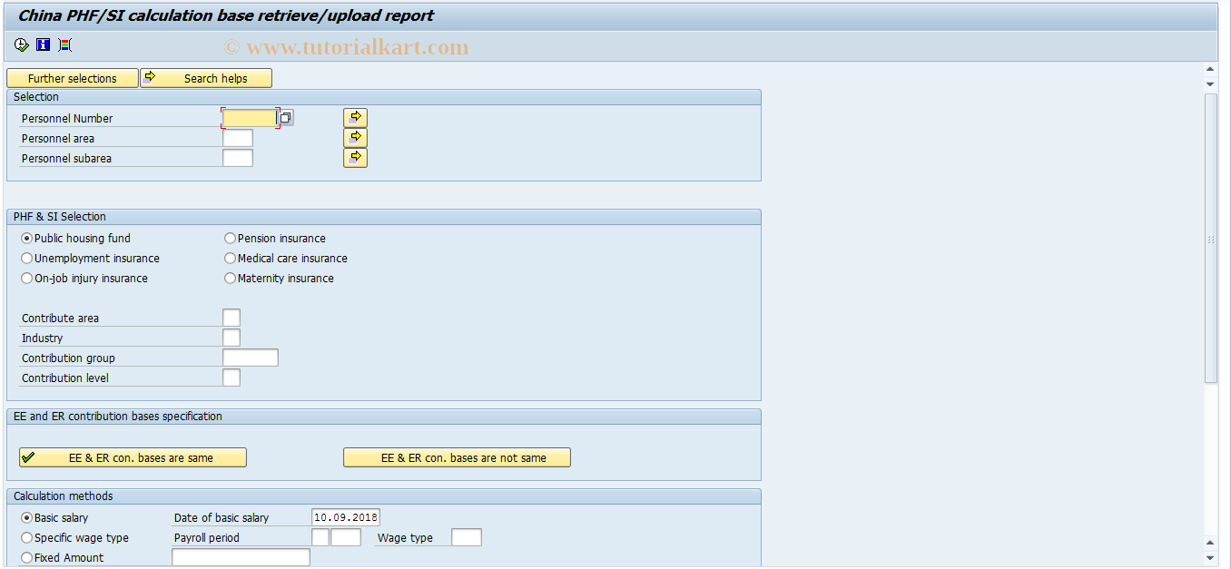 SAP TCode PC00_M28_CCBR - PHF/SI contribution base upload