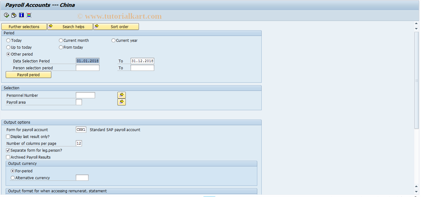 SAP TCode PC00_M28_CKTO - Payroll account - China