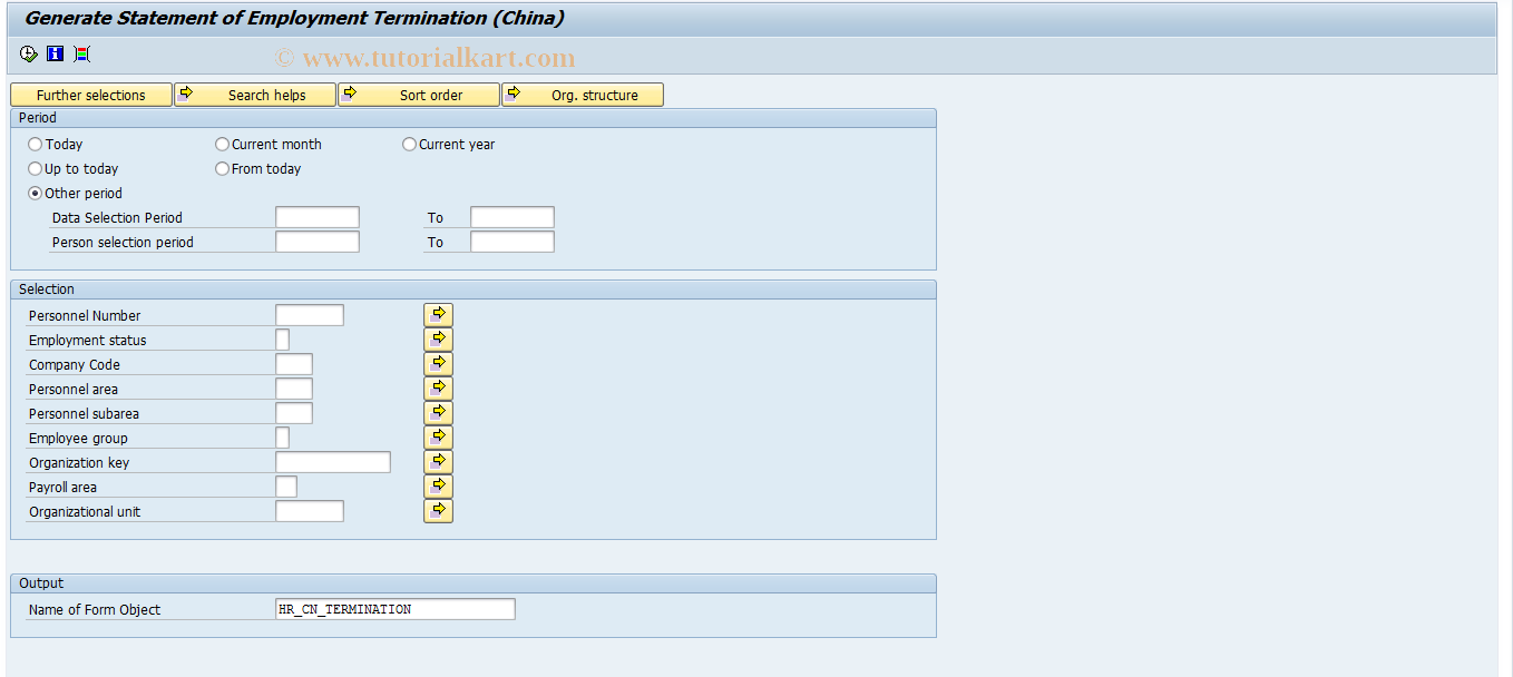 SAP TCode PC00_M28_TERM - Termination Statement (China)