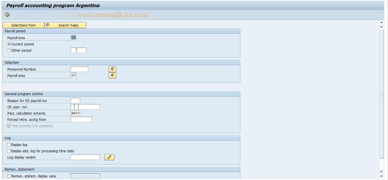 SAP TCode PC00_M29_CALC_SIMU - Simulation payroll accounting 29