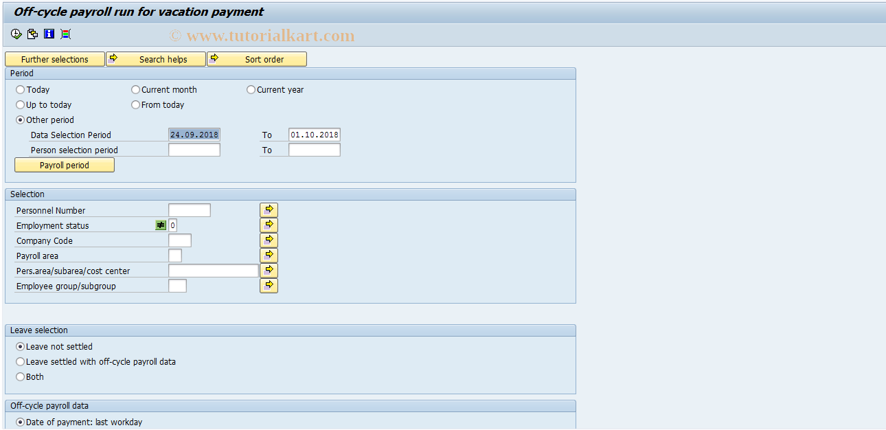 SAP TCode PC00_M29_CVAC0 - Vacation leave 29