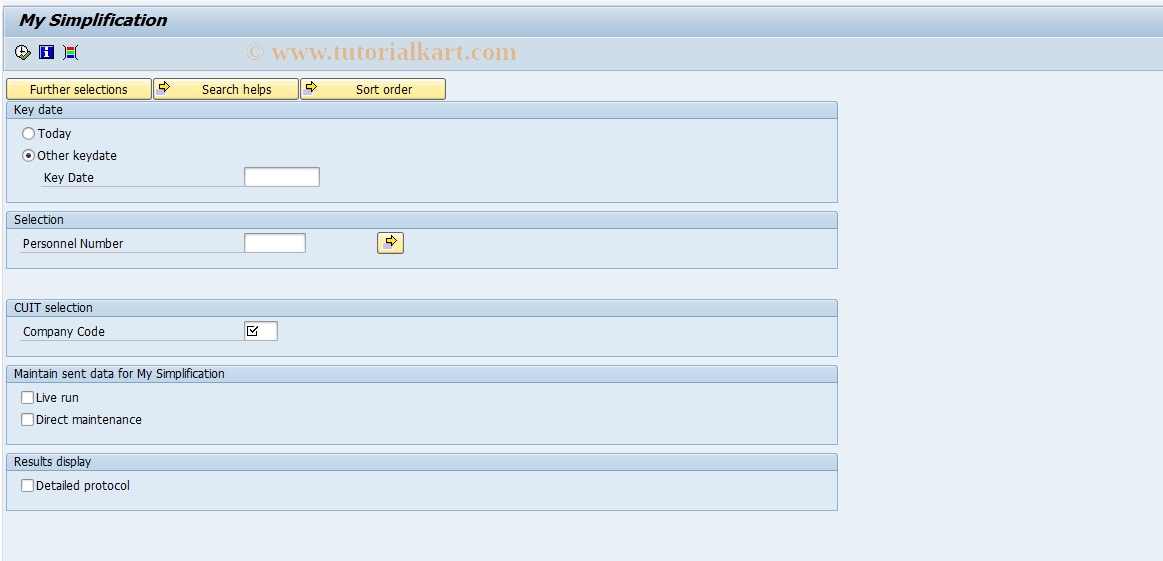 SAP TCode PC00_M29_MSIM - My Simplification