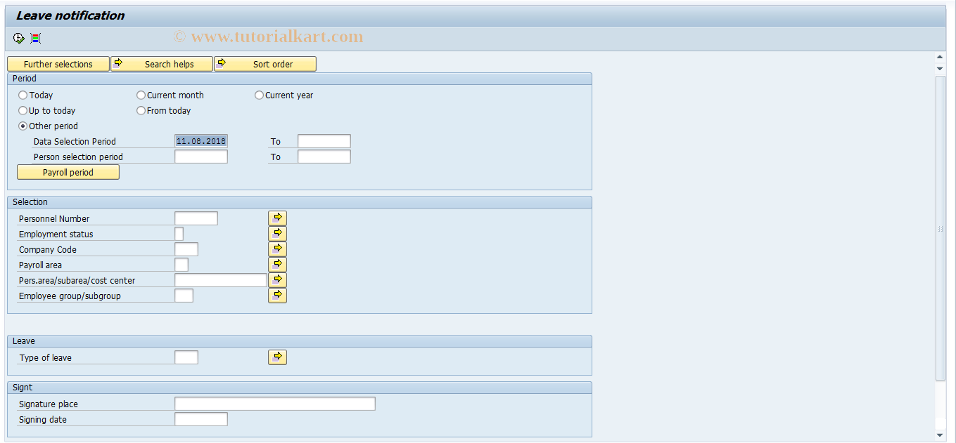 SAP TCode PC00_M29_NVAC - Leave notification