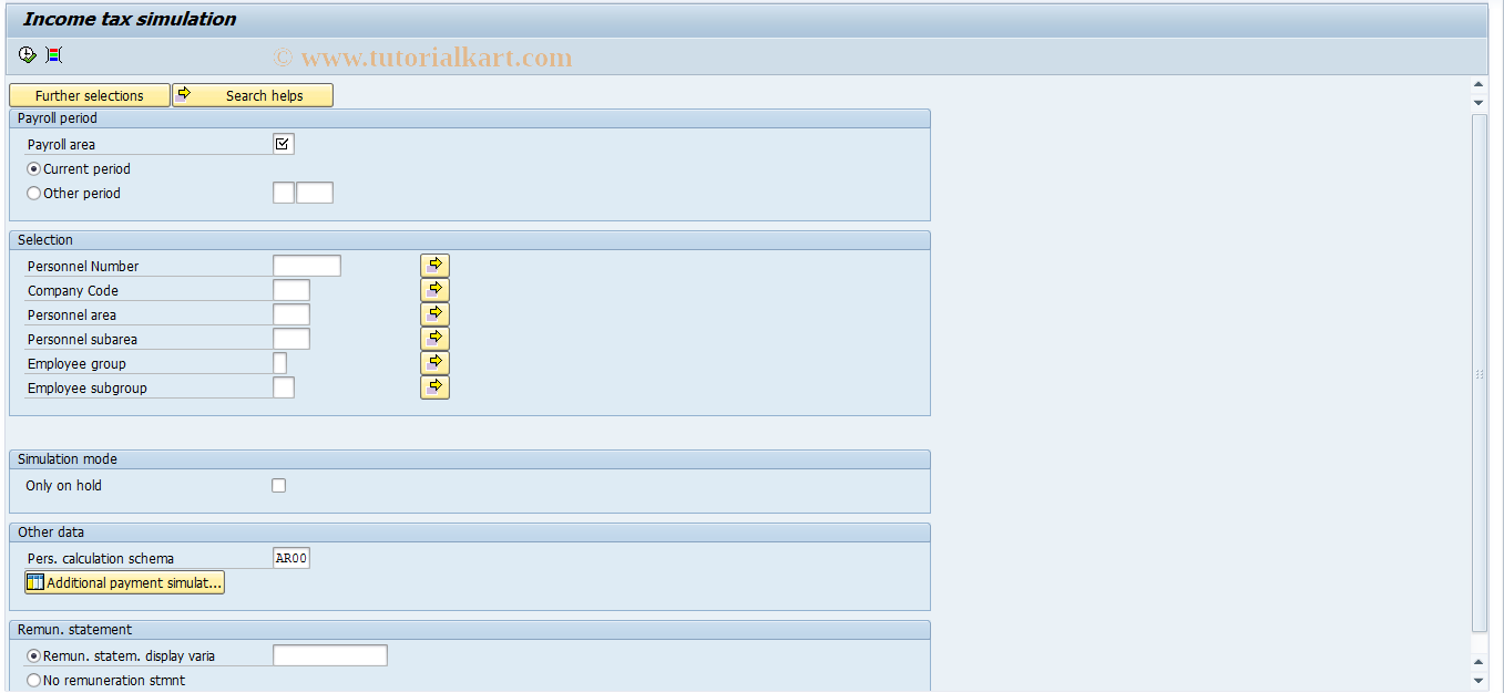 SAP TCode PC00_M29_SIG0 - Income Tax Return simulation