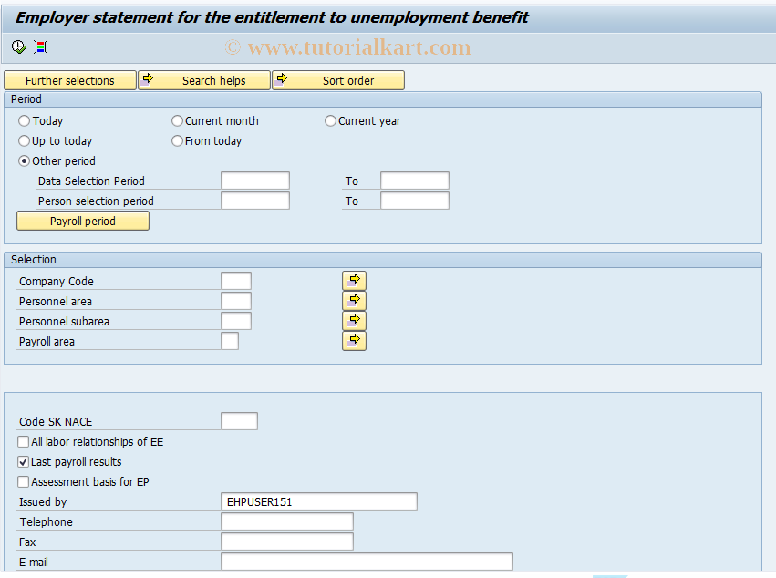 SAP TCode PC00_M31_DAVKAVNZ - Certificate for Unemployment benefit