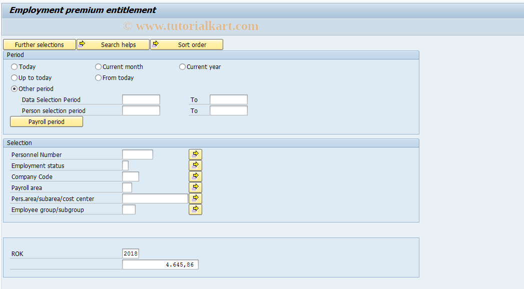 SAP TCode PC00_M31_RZDZP - Employment premium entitlement