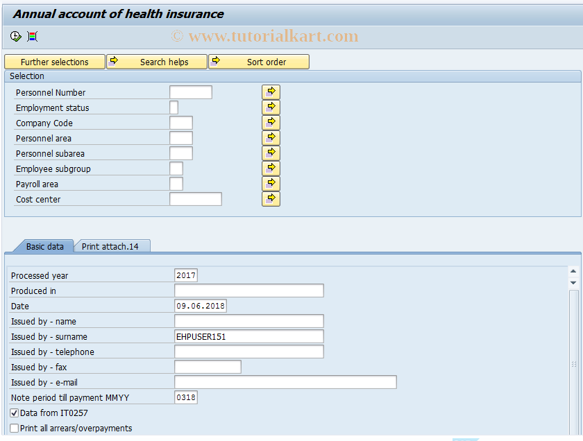 SAP TCode PC00_M31_RZZP_2010 - Annual account of health insurance
