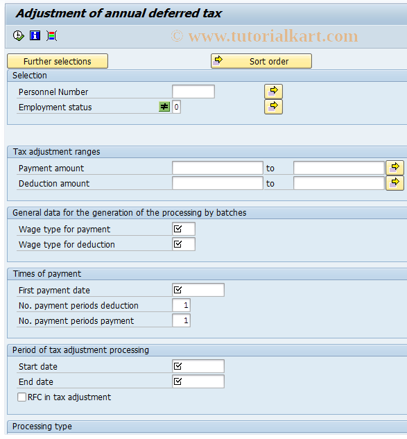 SAP TCode PC00_M32_CAJD0 - Adjustment of annual deferred tax