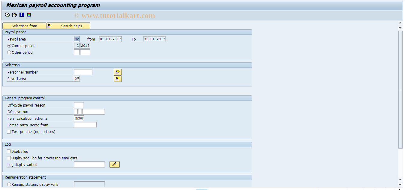 SAP TCode PC00_M32_CALC - Payroll - simulation - 32