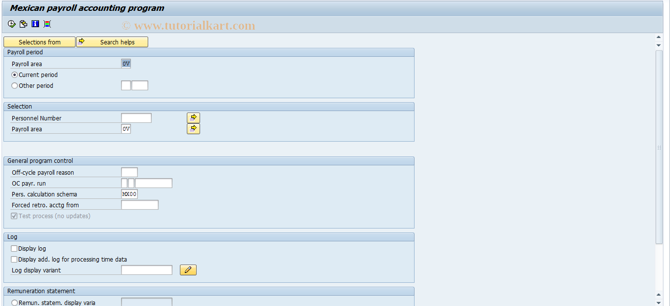 SAP TCode PC00_M32_CALC_SIMU - Simulation payroll accounting 32