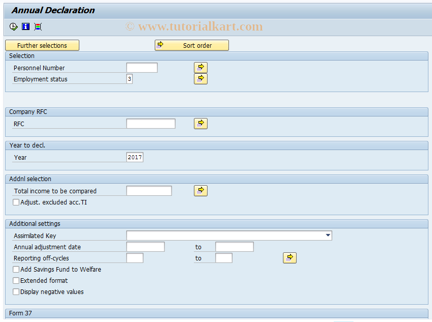 SAP TCode PC00_M32_CDAN0 - Annual Declaration