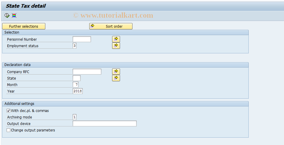 SAP TCode PC00_M32_CDIE0 - HR-MX: State Tax detail