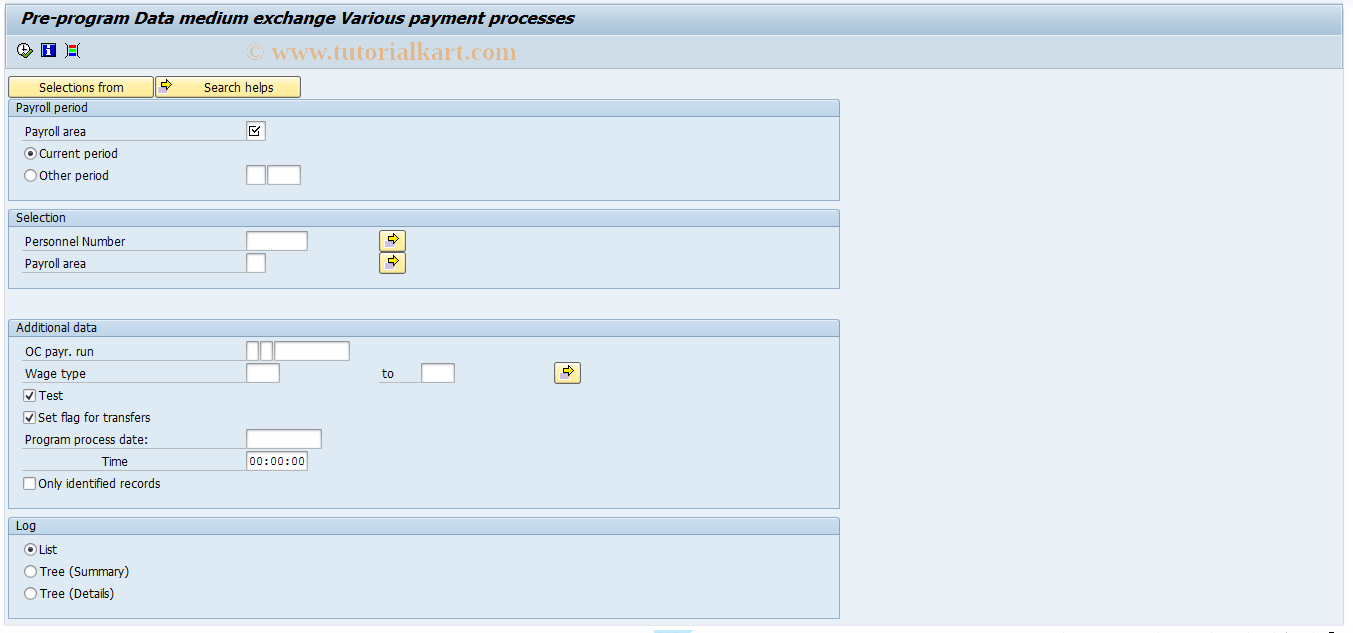 SAP TCode PC00_M32_CDTA - Payroll - Transf.to Pre-prog. DME-32