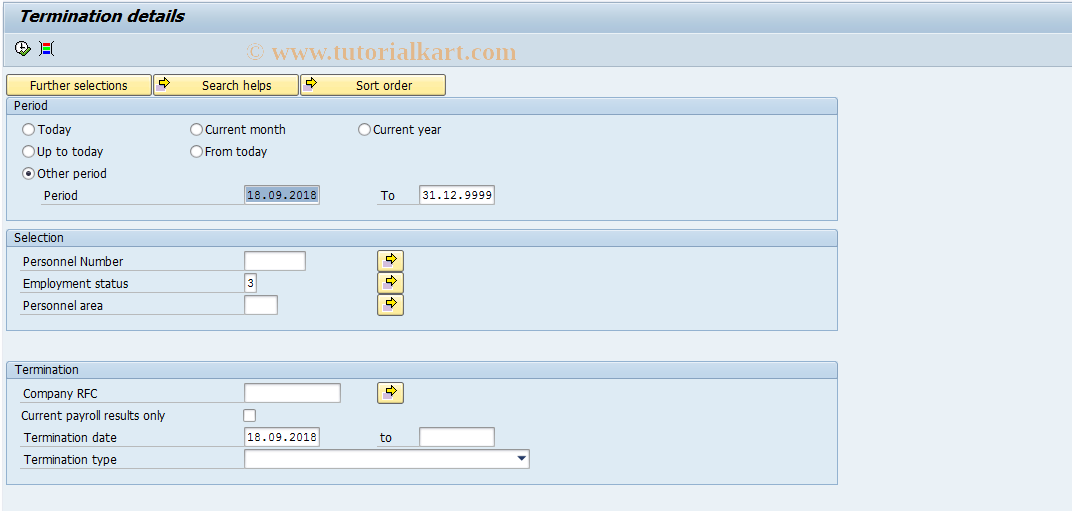 SAP TCode PC00_M32_CFIN0 - Termination details