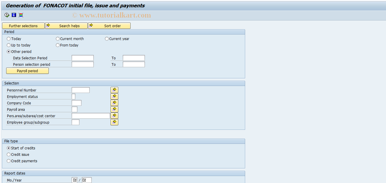 SAP TCode PC00_M32_CFNC0 - FONACOT credit balances