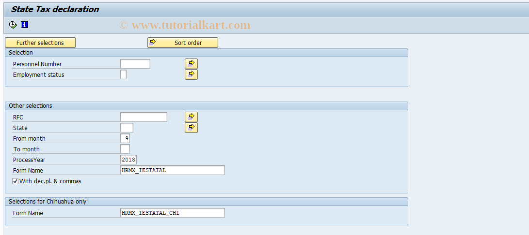SAP TCode PC00_M32_CINO0 - State tax