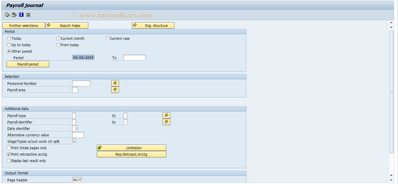 SAP TCode PC00_M32_CLJN - Payroll journal 32