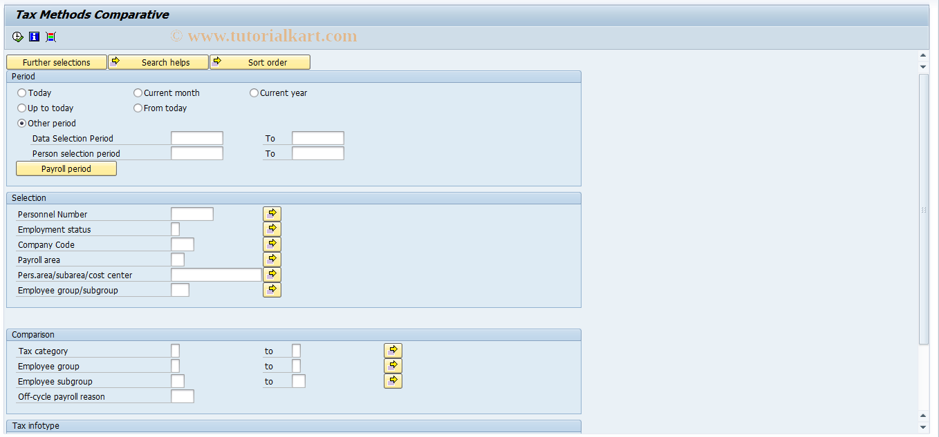SAP TCode PC00_M32_CMCI0 - Tax Methods Comparative