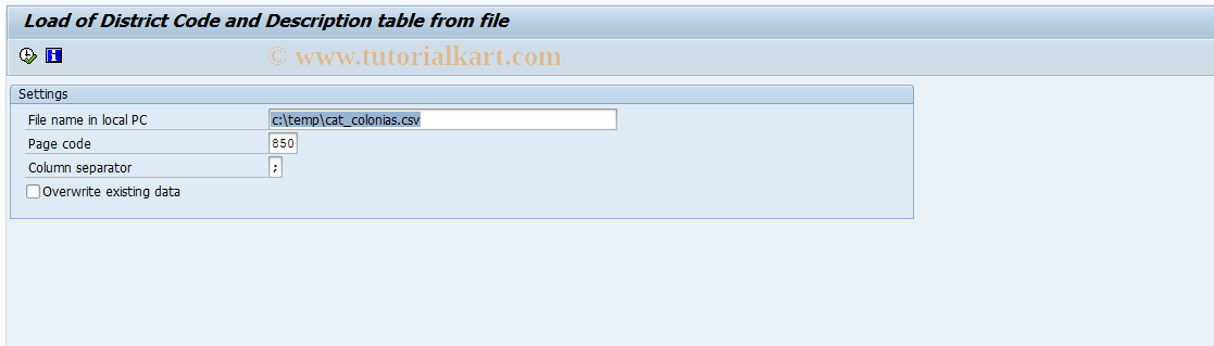 SAP TCode PC00_M32_DSTRC - Load Districts from file