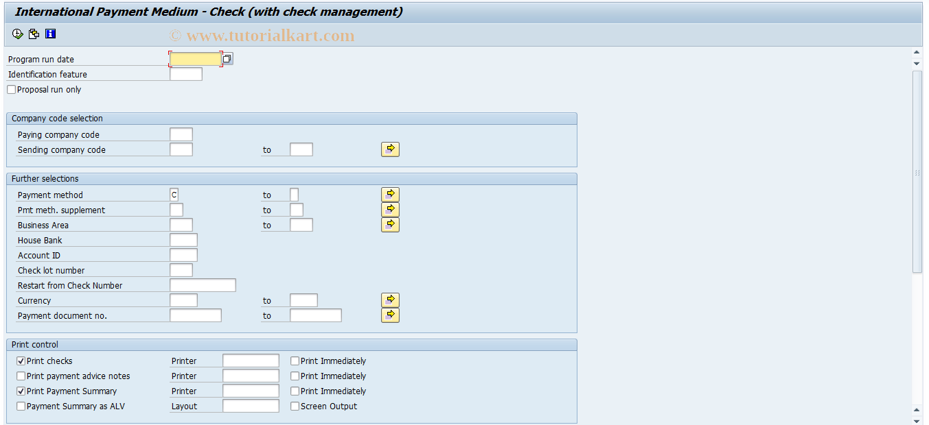 SAP TCode PC00_M32_FFOC - Print check