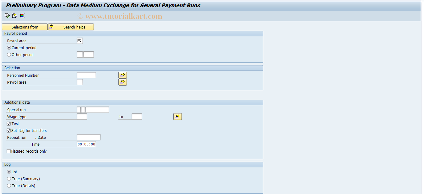 SAP TCode PC00_M33_CDTA - Preprogramm DTA