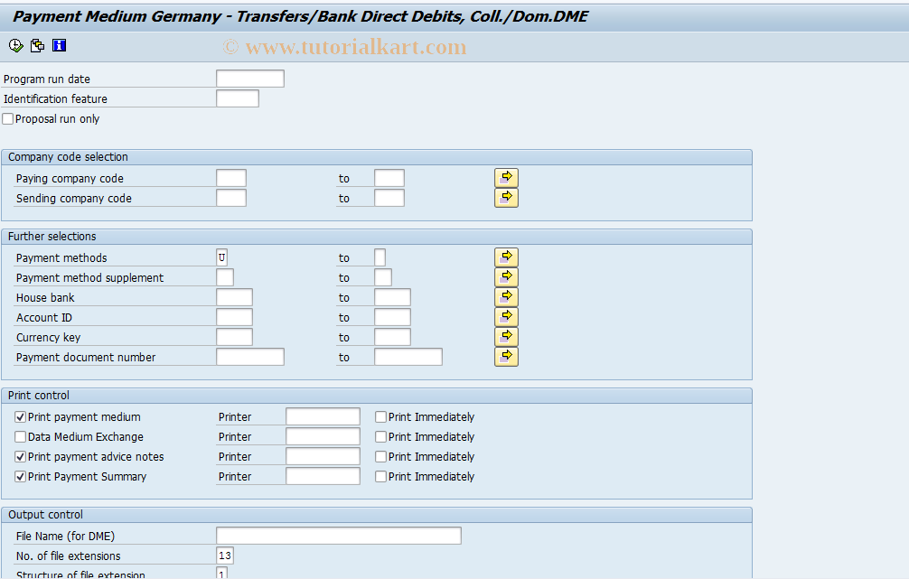 SAP TCode PC00_M33_CDT_RFFOD - Create DTA