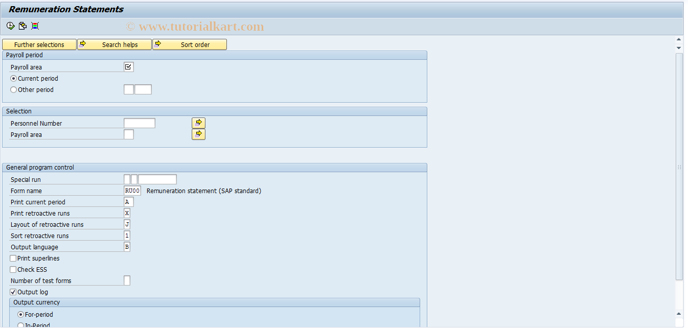 SAP TCode PC00_M33_CEDT - Remuneration statement