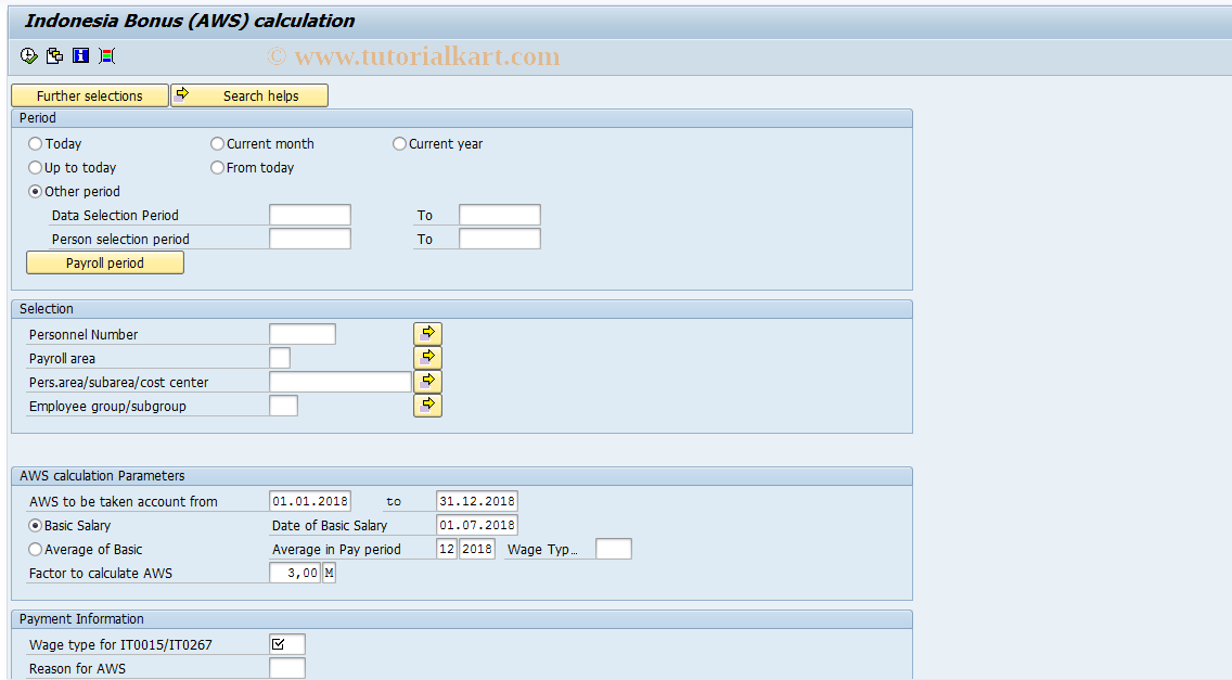 SAP TCode PC00_M34_CAWS - Generate Annual Wage Supplement
