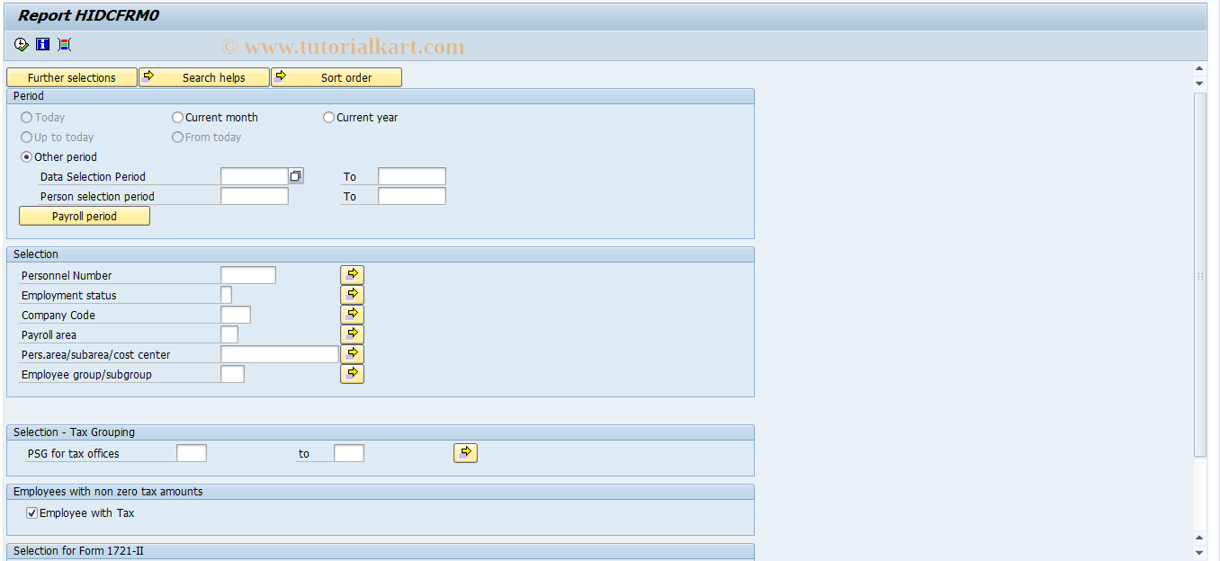 SAP TCode PC00_M34_CFRM0 - Run report for Employee tax etc.