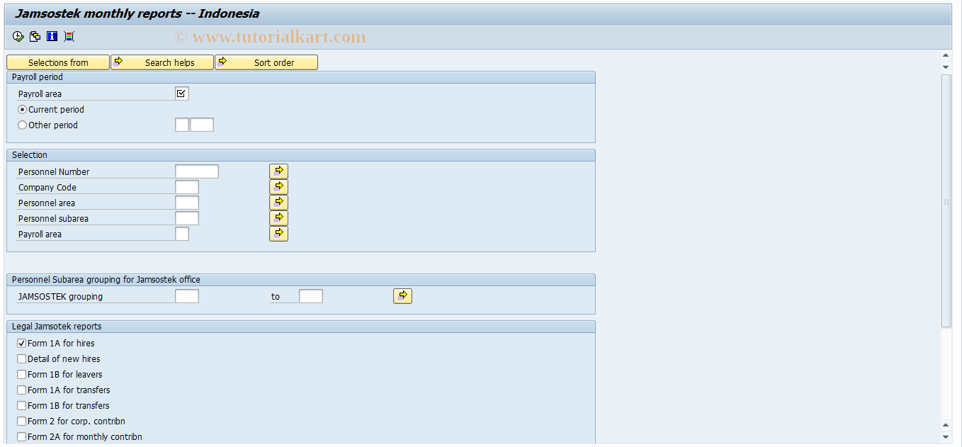 SAP TCode PC00_M34_CJAM - Run Monthly Report for Jamsostek