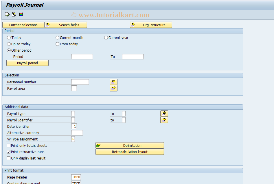 SAP TCode PC00_M34_CLJN - Display Payroll Journal