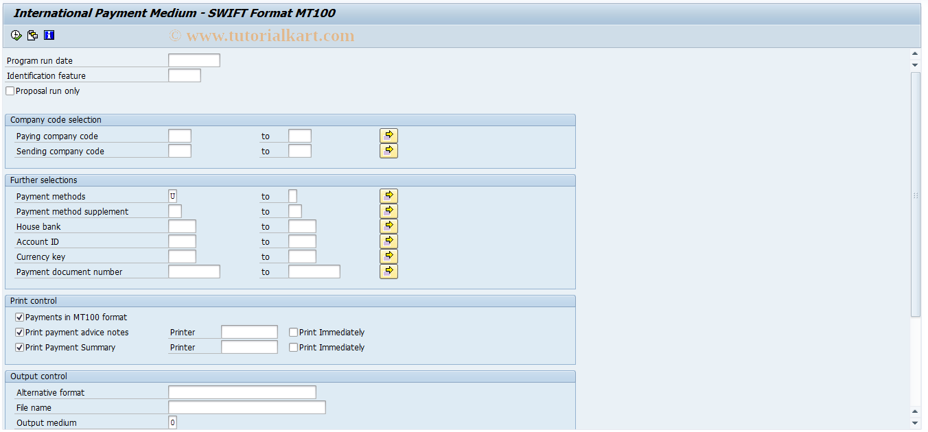 SAP TCode PC00_M34_FFOT - Perform Bank Transfer