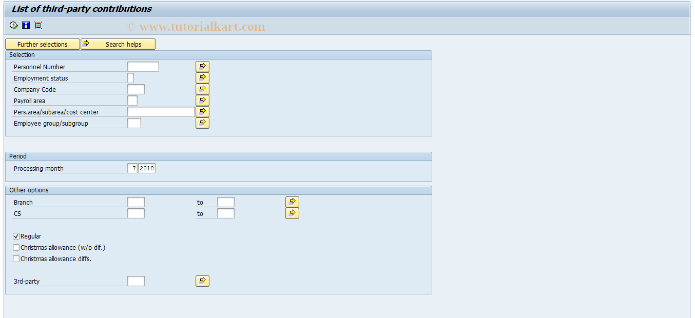 SAP TCode PC00_M37_3RDE0 - List of third-party contributions