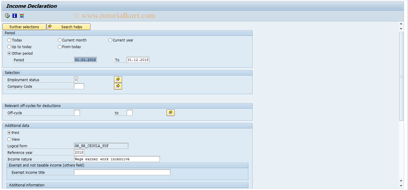 SAP TCode PC00_M37_CCED - Income Declaration 37