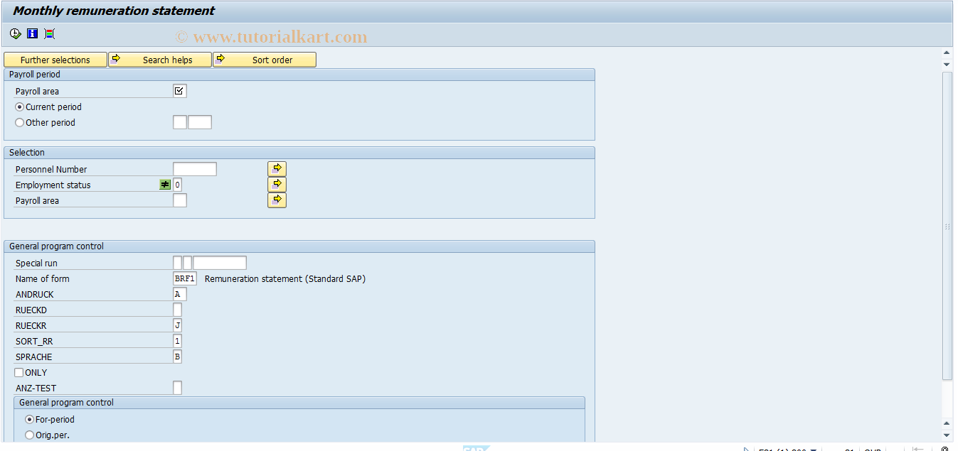 SAP TCode PC00_M37_CEDT1 - Monthly remuneration statement