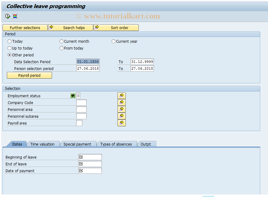 SAP TCode PC00_M37_FCOL - Company vacation calculation