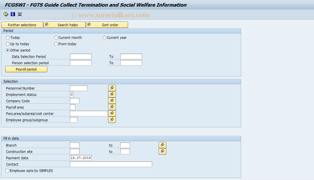 SAP TCode PC00_M37_GRFP - FCGSWI-FGTS TermCollGui.Soc.Welf.Inf