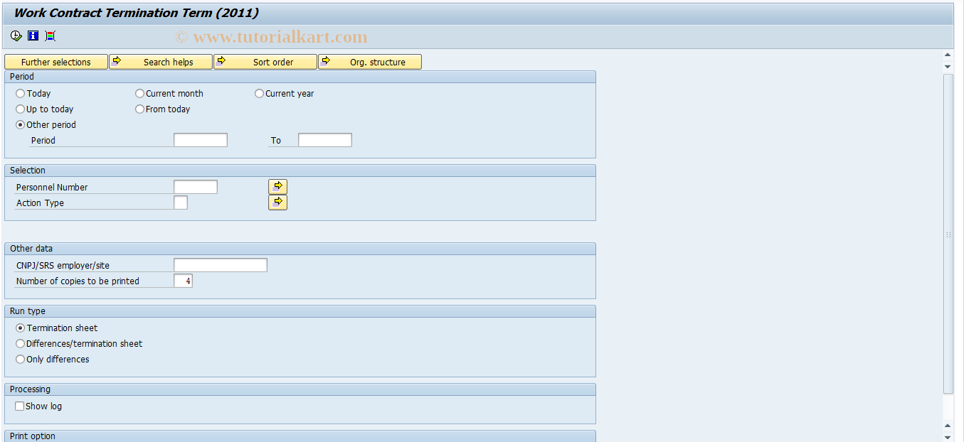 SAP TCode PC00_M37_HBRRTER2 - Termination Term 2011