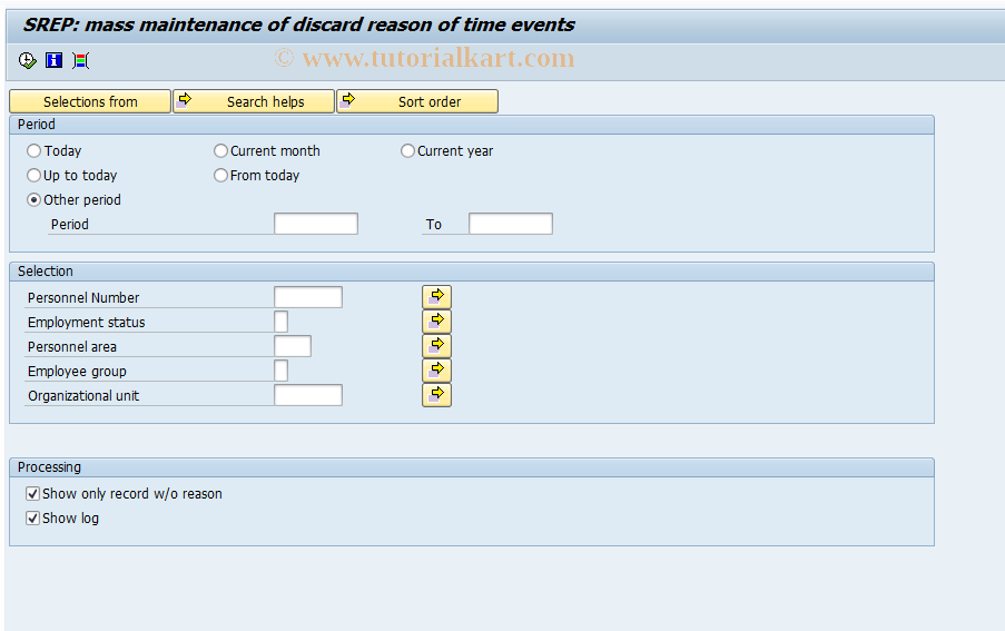 SAP TCode PC00_M37_TRPA - SREP: mass maintenance disc.time events