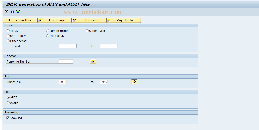 SAP TCode PC00_M37_TRSF - SREP: generation of AFDT/ACJEF files