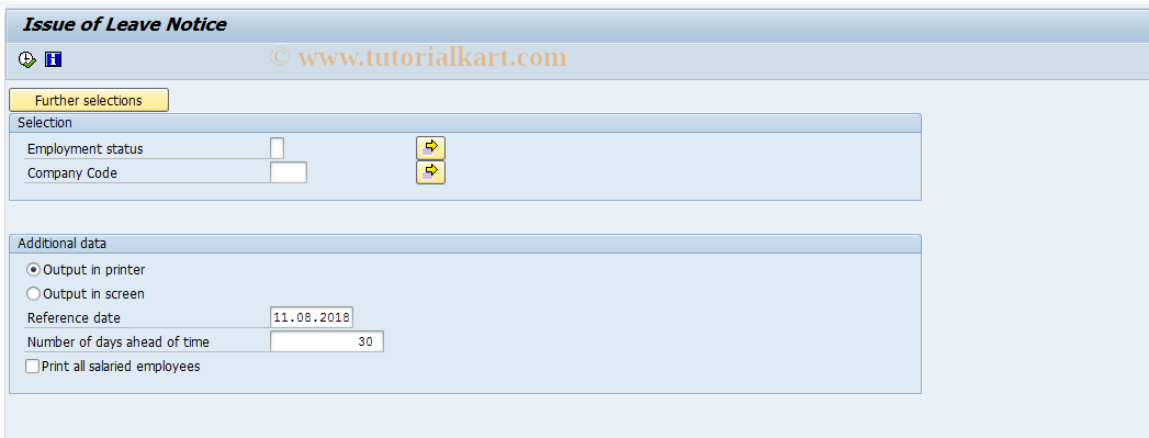 SAP TCode PC00_M37_VENF - Issue of Leave Notice