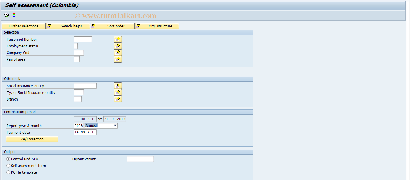 SAP TCode PC00_M38_AUTO - Social insurance self-assessment