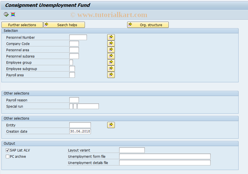 SAP TCode PC00_M38_CONS - Consignment Unemployment Fund