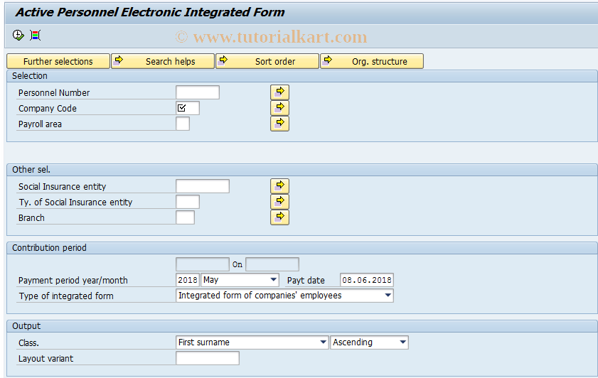 SAP TCode PC00_M38_FIEA - Active personnel Integrated form