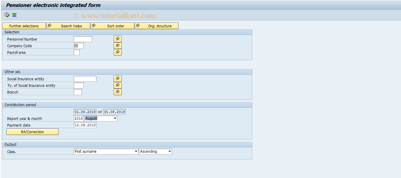 SAP TCode PC00_M38_FIEP - Pensioners Integrated form