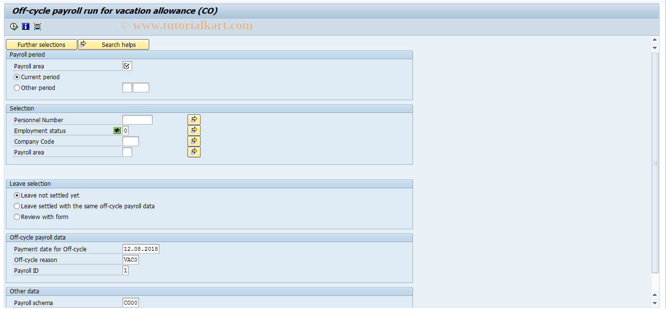 SAP TCode PC00_M38_OFFC - Leave Off-Cycle report