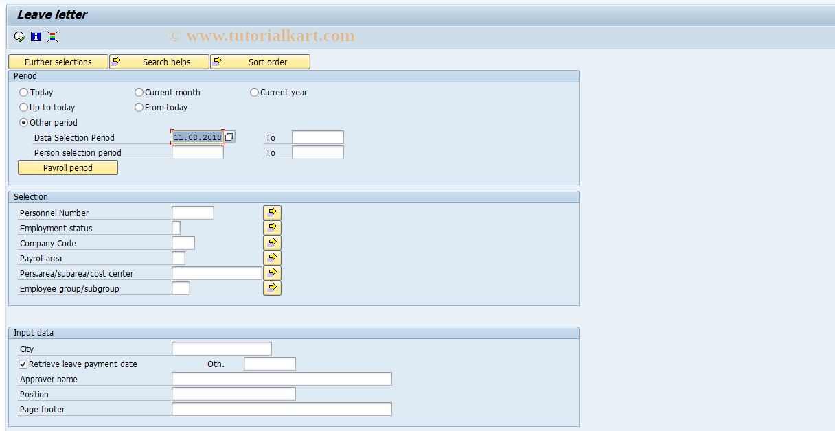 SAP TCode PC00_M38_VALET - Leave letter