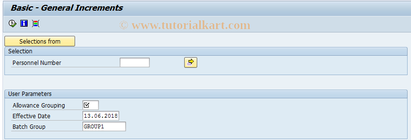 SAP TCode PC00_M40_BSG - Basic - General Increments